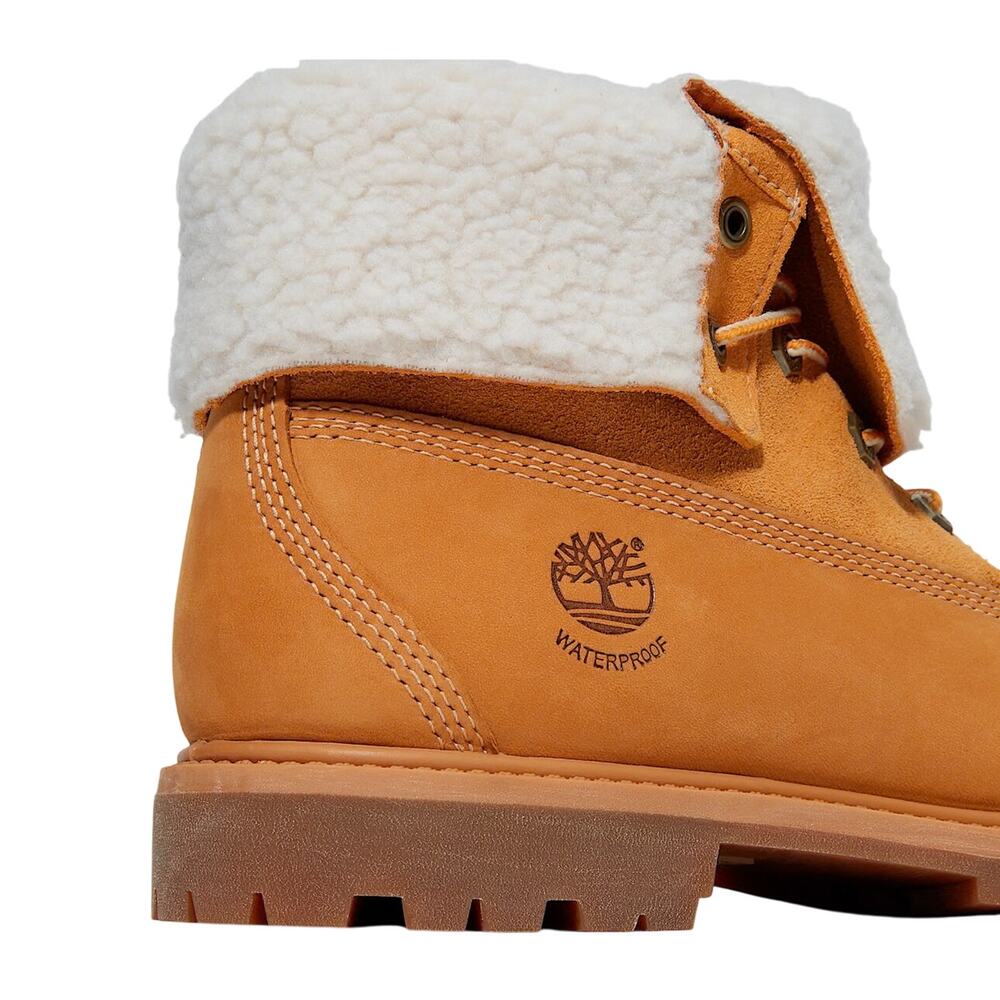 Timberland Linden Woods W/P Fleece Fold Down Women's Boots-Wheat Nubuck-Size:8.5 - Picture 2 of 13